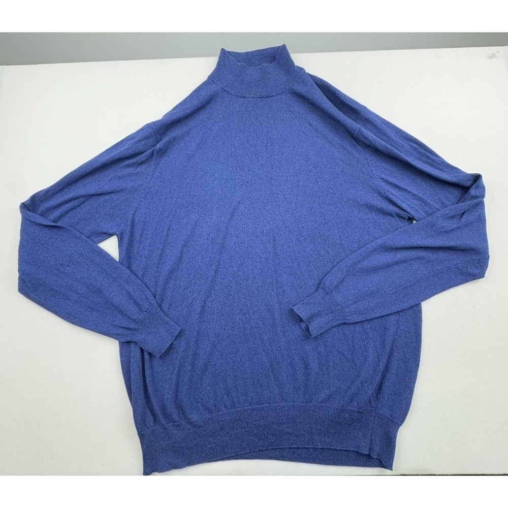 Jos A Bank Signature Men's Sweatshirt 100% Silk Medium‎ Blue Mock Neck Pullover